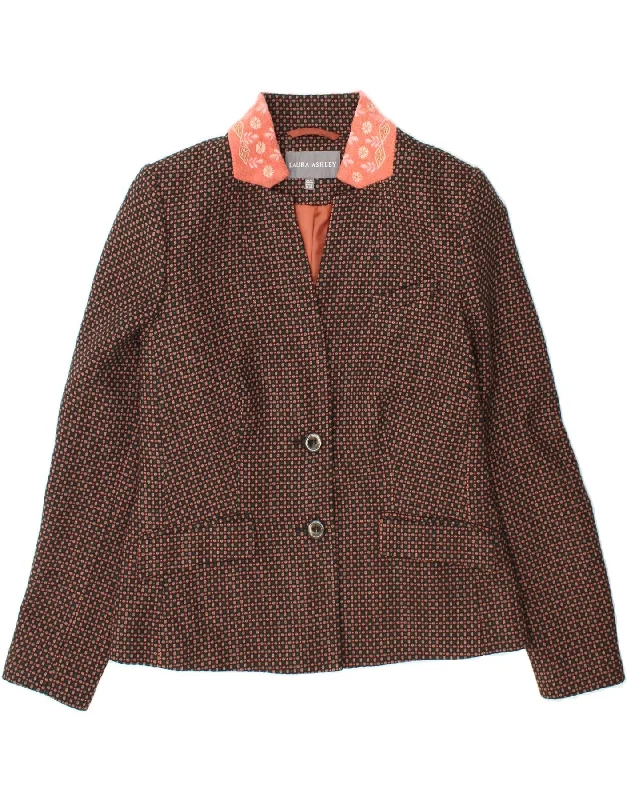 Last Chance LAURA ASHLEY Womens Abstract Pattern Blazer Jacket UK 14 Large Brown