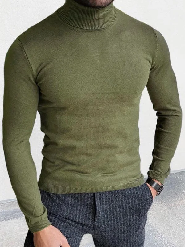 Weekend Wonders Await! Slim Fit Knit Pullover Men Turtleneck Sweater