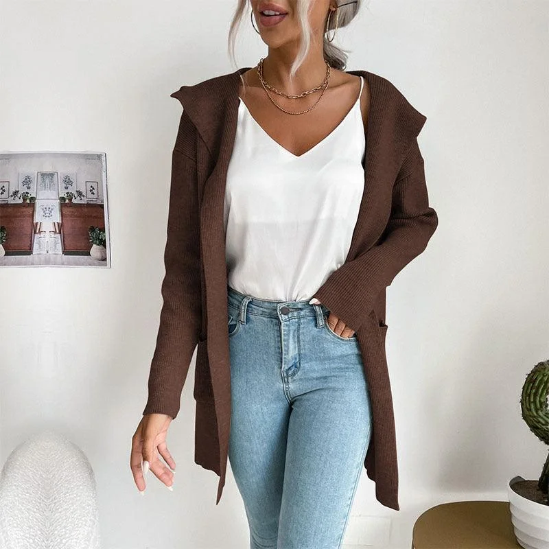Mega Discount Hooded Knitted  Women Cardigan Sweater