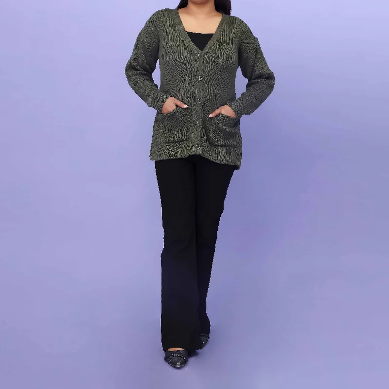 Weekend Special Green Cotton Thread Winter Sweater PW4817