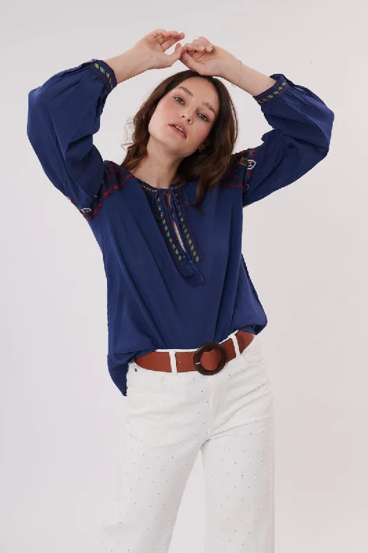 Discount Deals Reykjavik Embroidered Top -indigo