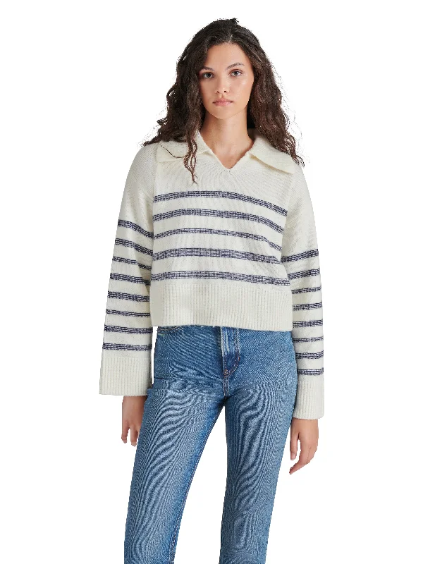 Weekend Shopping Made Better Esther Striped Sweater, Cloud Cream | Steve Madden