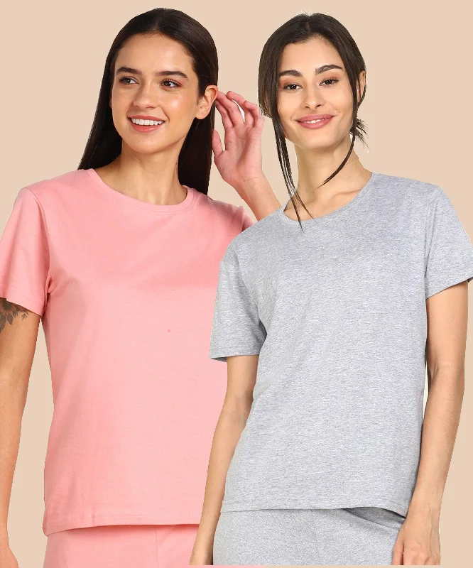 Your Weekend, Your Savings Womens Regular  Fit Combo Solid Tshirt