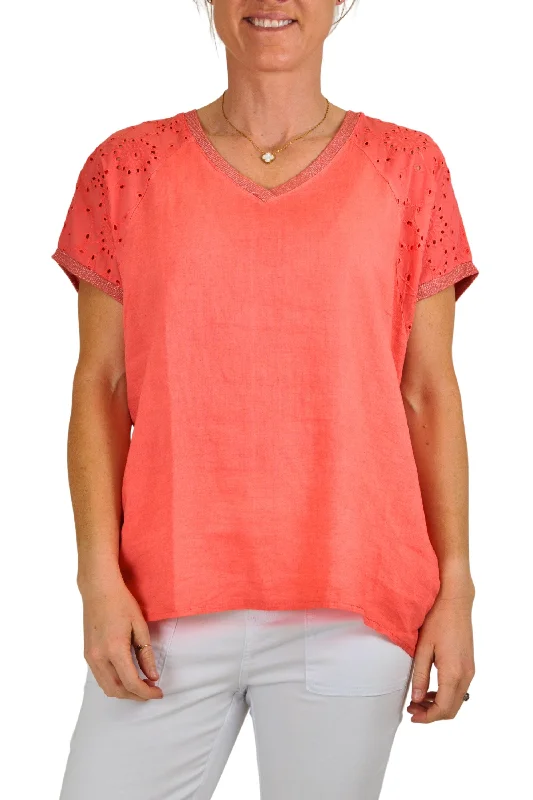 Weekend Offers That Sizzle WOVEN S/S TOP - 10/8529U