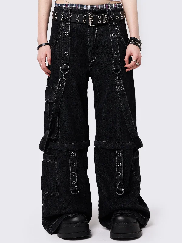 Weekend Bargains to Relish Trek Black Wide Leg Cargo Jeans