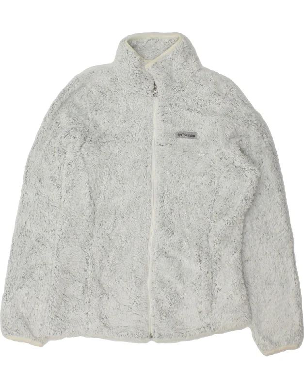 Weekend Flash Sale COLUMBIA Womens Fleece Jacket UK 14 Medium Grey Polyester