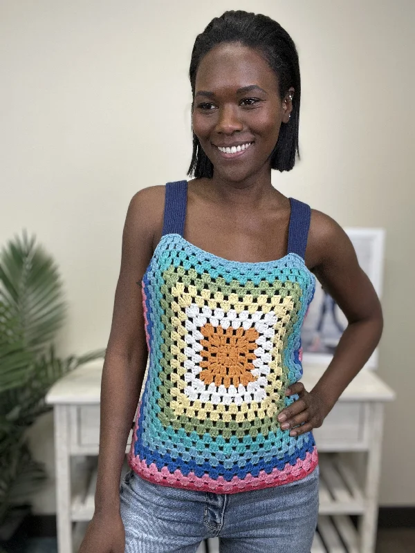 Steals and Deals Chasing Rainbows Crochet Tank Top * Final Sale*