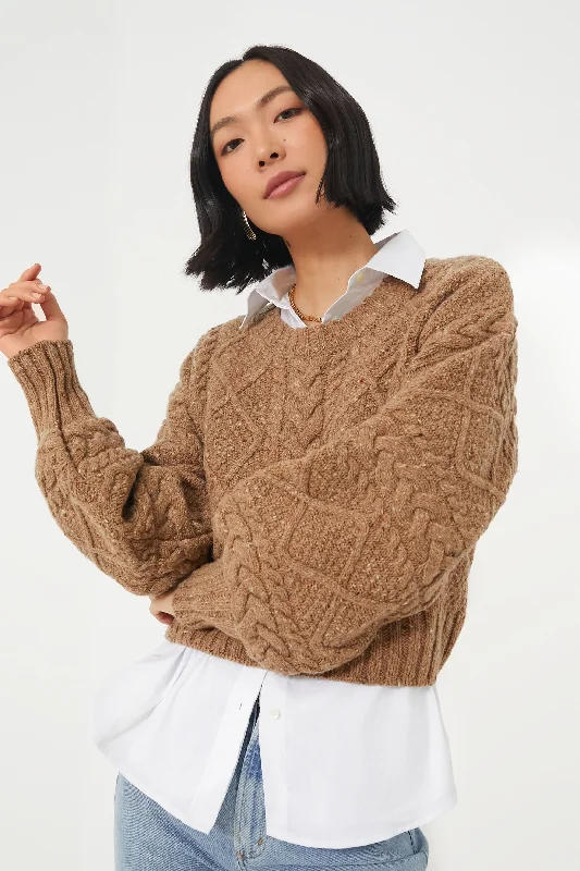 Weekend Deals to Make You Smile Biscuit Cable Knit Cropped Crew Neck Sweater