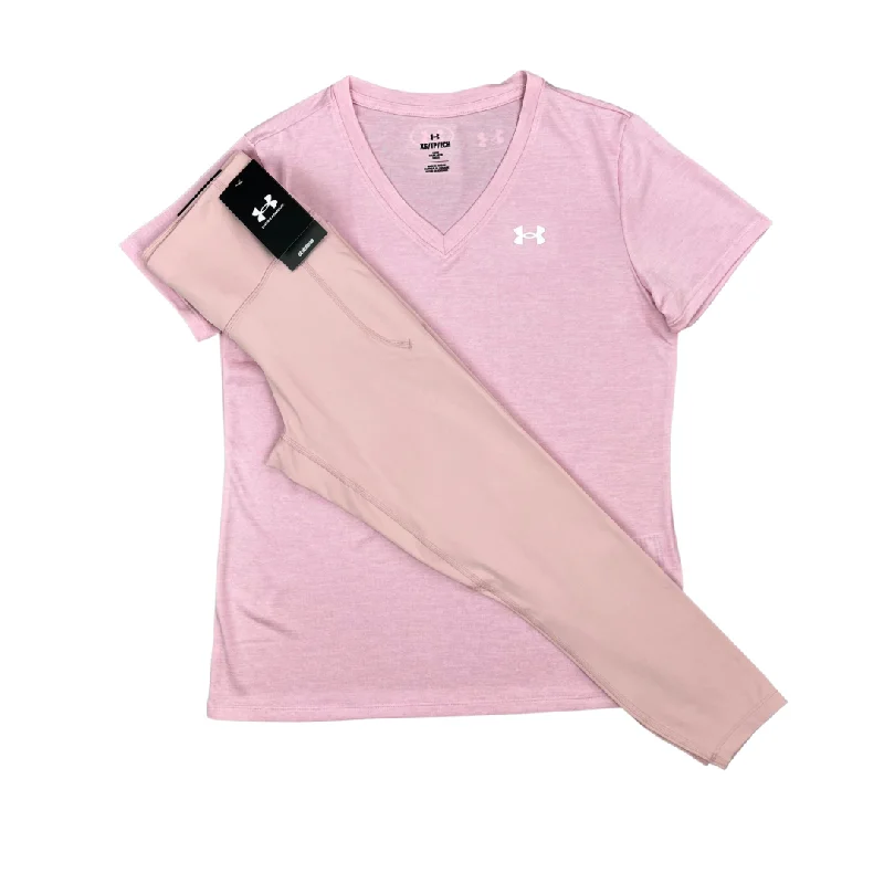 Time-Sensitive Under Armour Women's Tech T-Shirt Leggings Set - Baby Pink