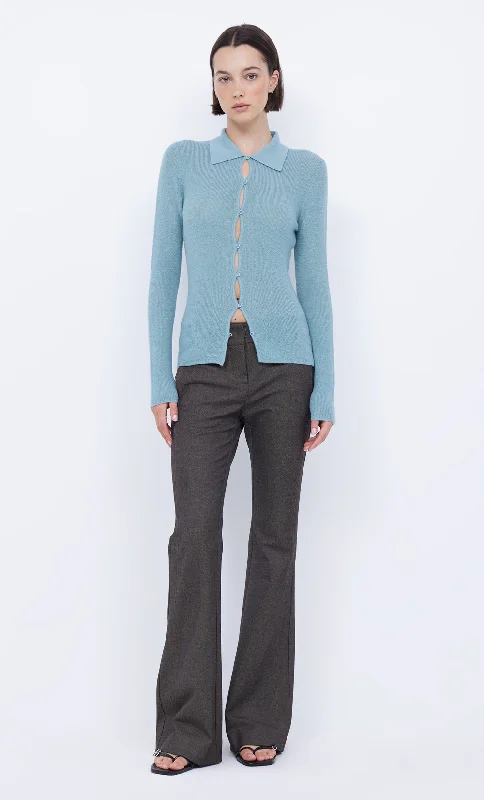 Act Now RODEO KEYHOLE CARDIGAN - AQUA