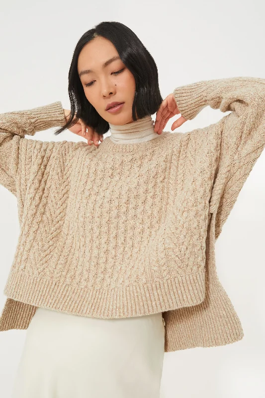 Great Deals Seashell Sorrell Cropped Aran Sweater