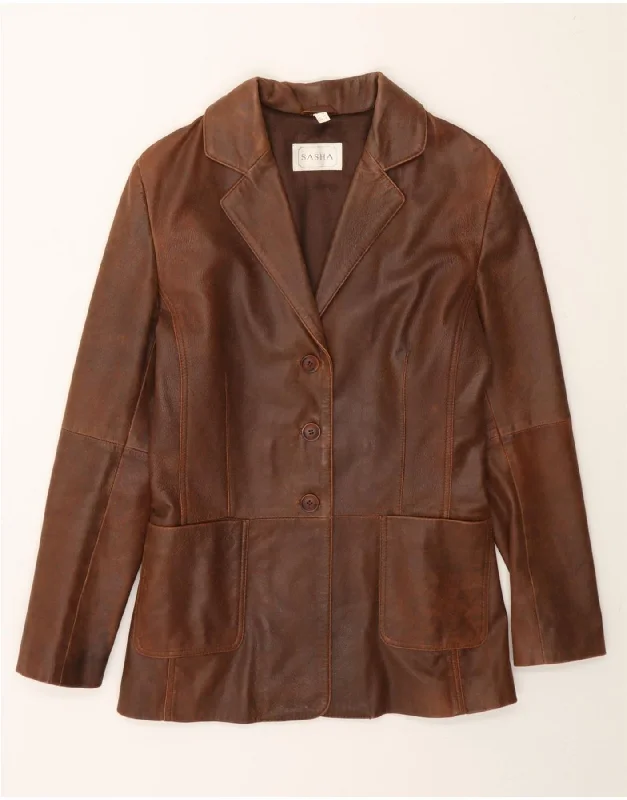 Don't Wait SASHA Womens Leather Jacket UK 10 Small Brown Leather