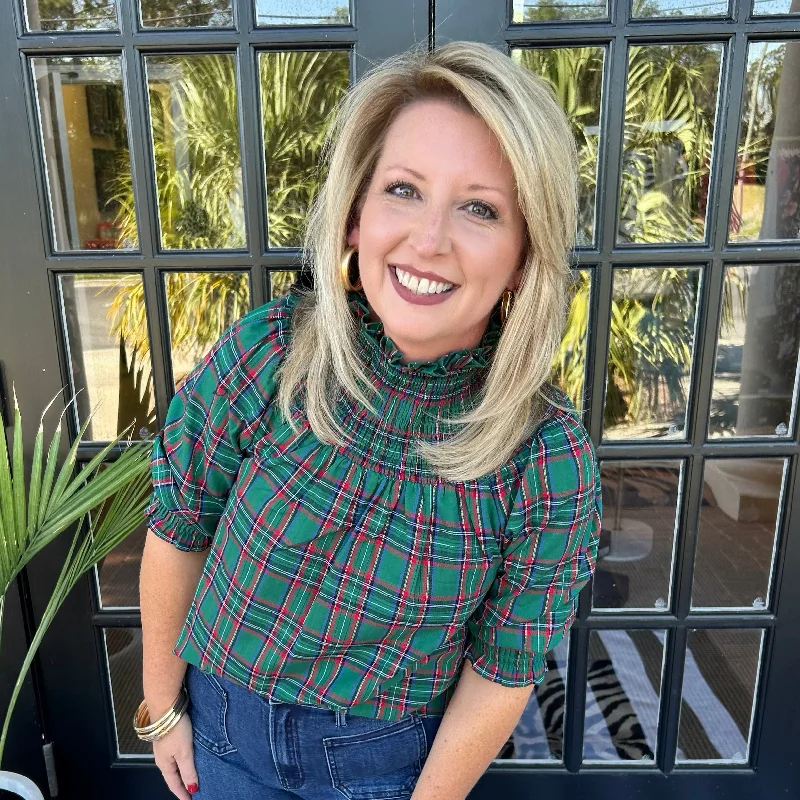 Weekend Bargains Await You Jace Plaid Top | Green-Multi
