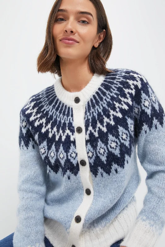 Online Exclusive Frosty Blue Combo Ashwood Fair Isle Cardigan