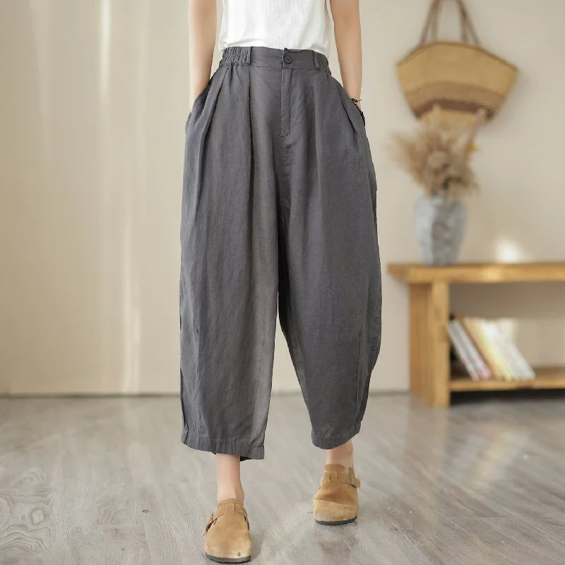 Can't Be Beat Women Summer Loose Solid Linen Pants