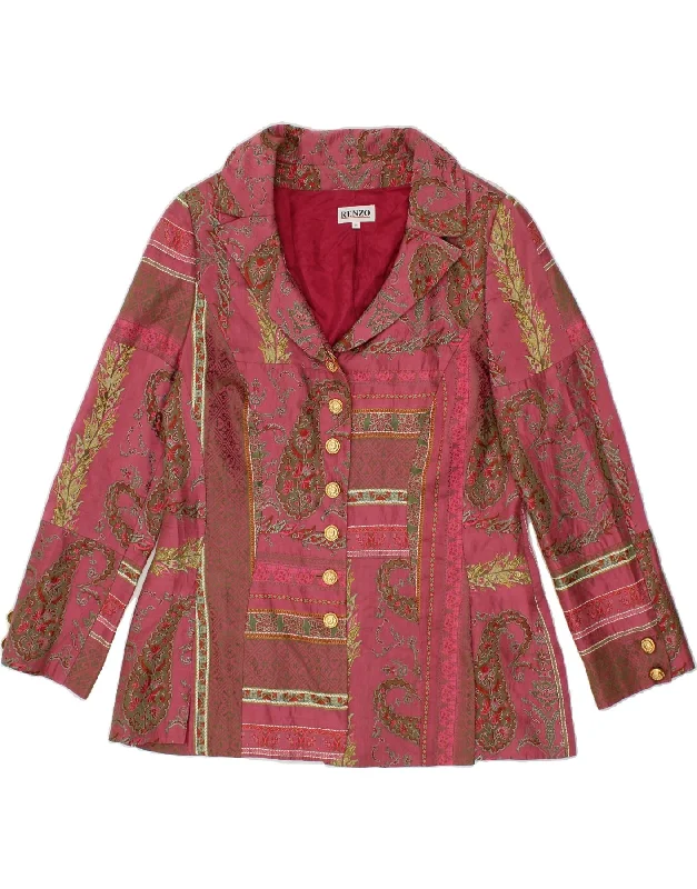 Sale Event RENZO Womens 7 button Blazer Jacket IT 44 Medium Pink Paisley Acetate