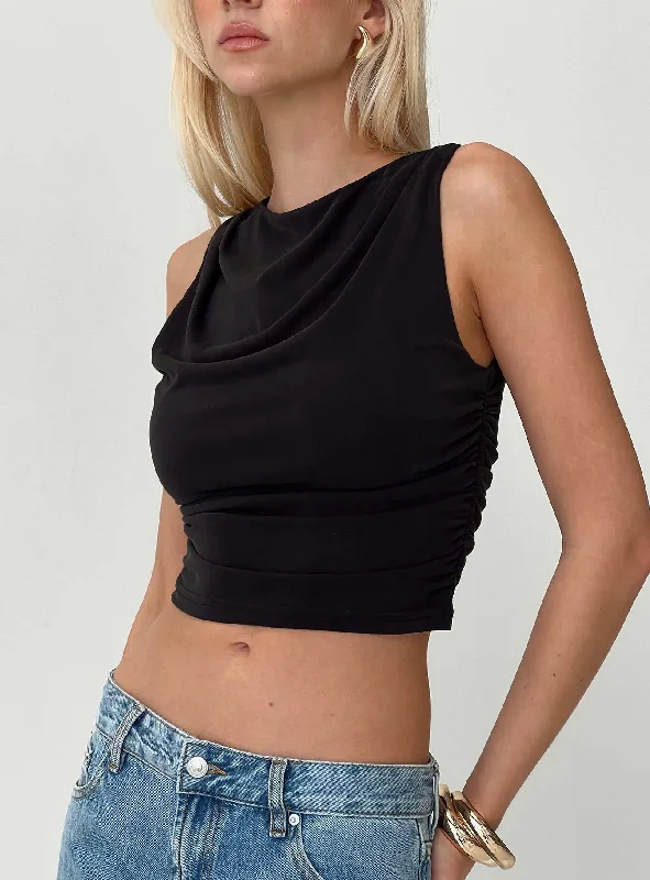 Can't Miss Hold Em High Neck Top Black