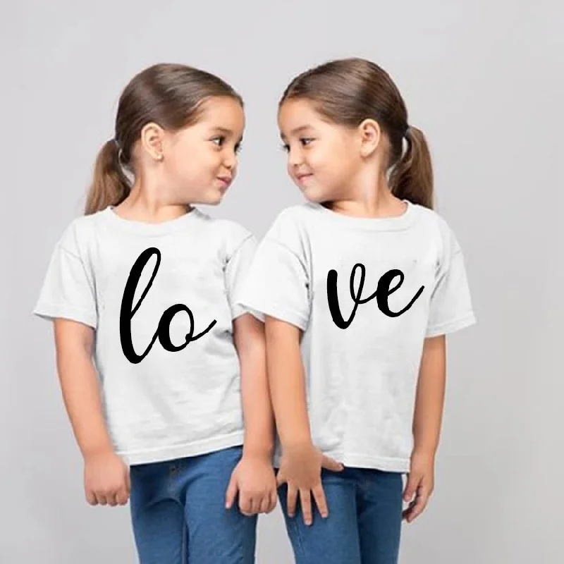 Special Price Lo-ve Split Slogan Matching T-Shirts (MRK X)