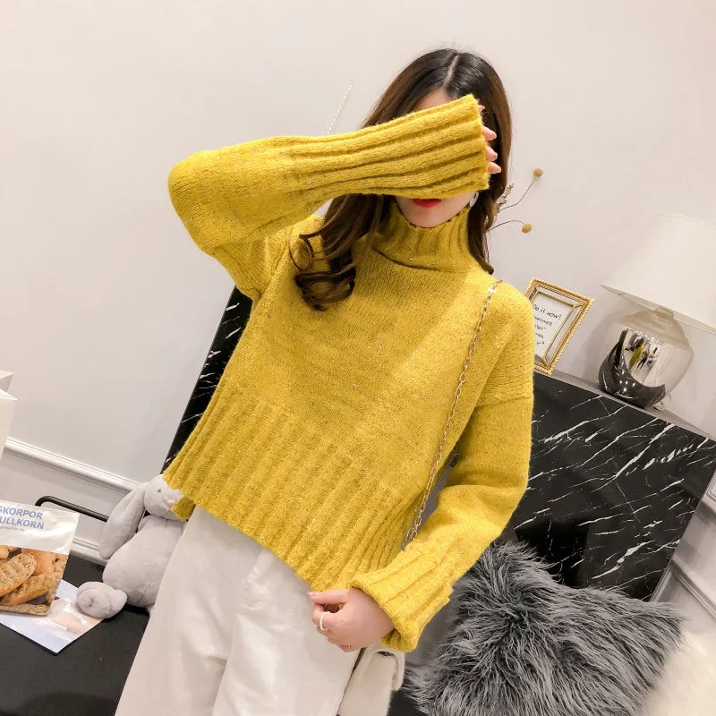 Factory Direct Sale Retro High Neck Japanese sweater for women to wear Hong Kong Style  4912