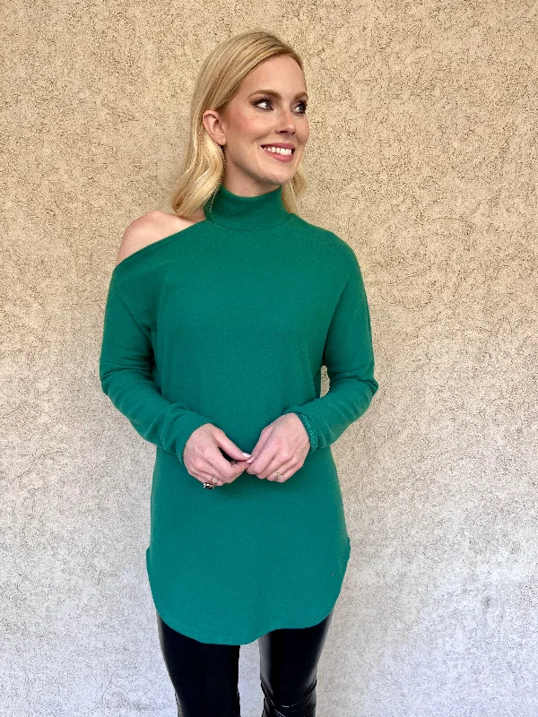 Midnight Sale Green Cold Shoulder Sweater