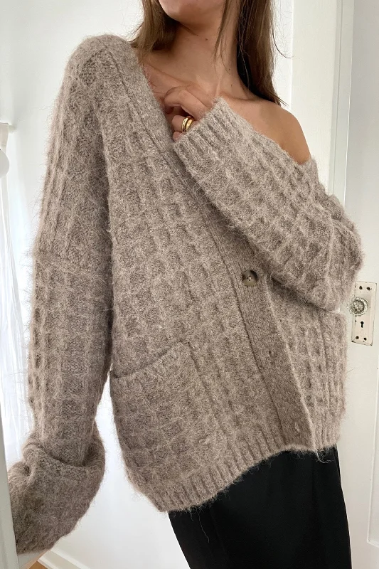 Weekend Savings Fiesta OVERSIZED GRID TEXTURED CARDIGAN