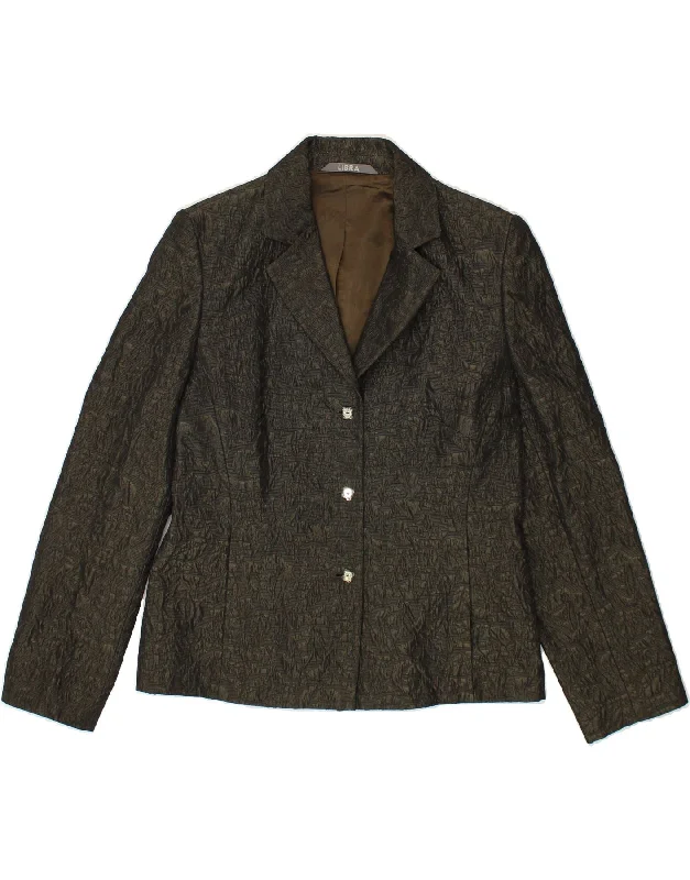 Special Offer VINTAGE Womens 3 Button Blazer Jacket UK 12 Medium  Brown Polyester