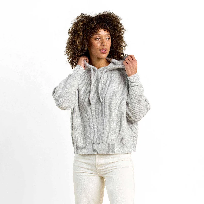 Unwind with Weekend Discounts Cozy Knit Ribbed Sweater Hoodie | Heather Grey