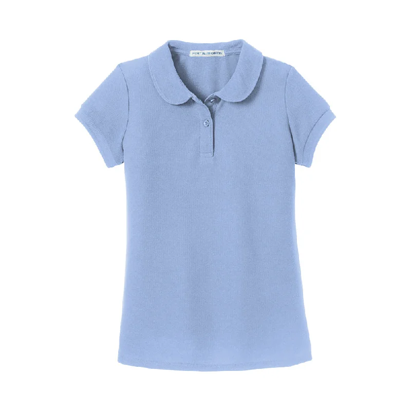 Extra Savings #Port Authority Girls Silk Touch Peter Pan Collar Polo