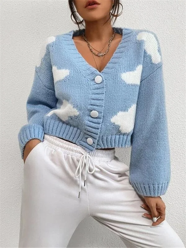 Overstock Sale Cloud Crop Women Cardigan Sweater