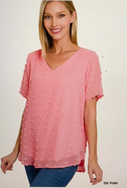 Exclusive Online Offer Pink Dotted Swiss Top