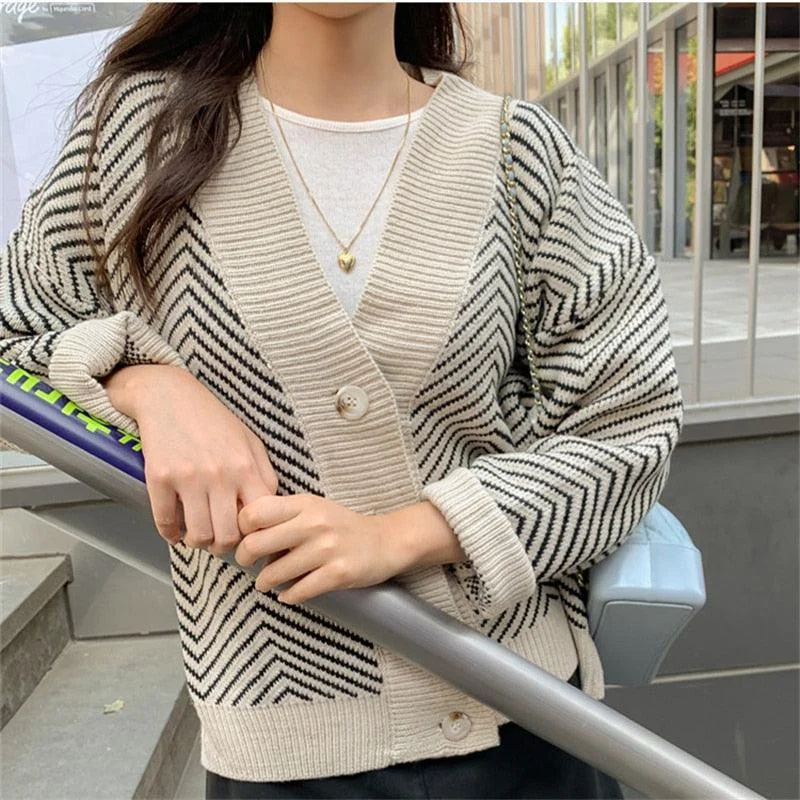 Crazy Deals Striped Oversized Women Cardigan