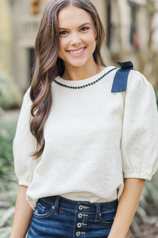 Massive Deal Best Of You Cream White Tweed Blouse