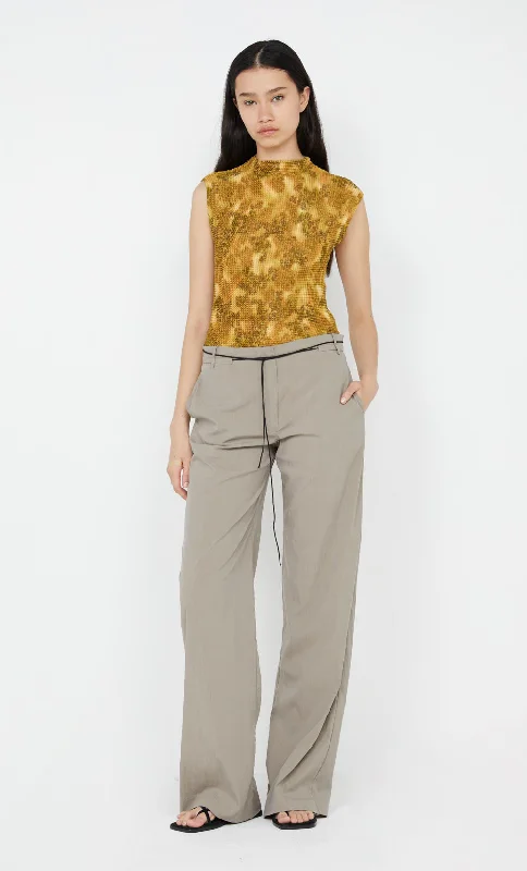 Don't Wait RIANNA FUNNEL NECK TOP - GOLDEN VINE