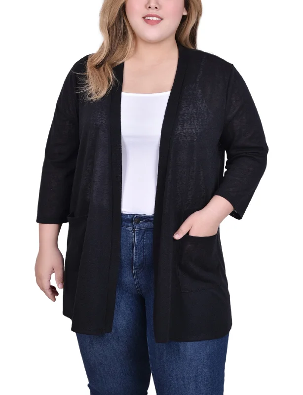 Weekend Bargains to Relish Plus Size 3/4 Sleeve Two Pocket Cardigan