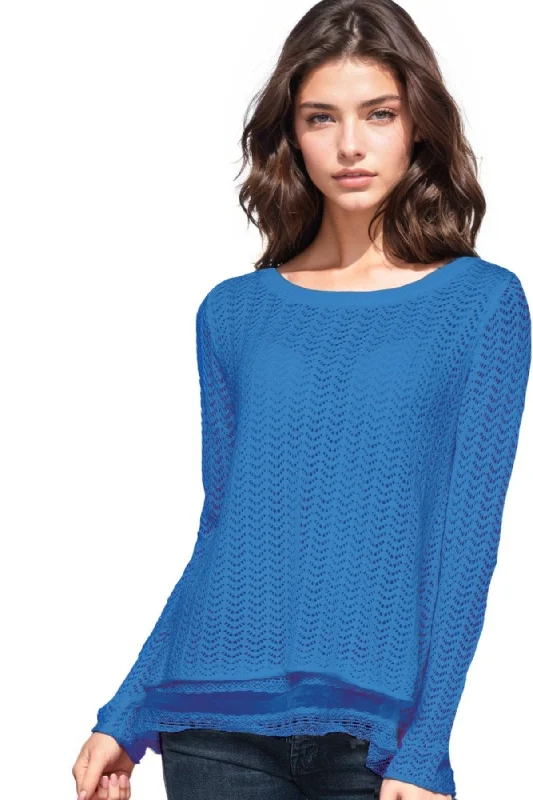 Huge Savings Novelty Textured Sweater Knit with Silk Lace Details