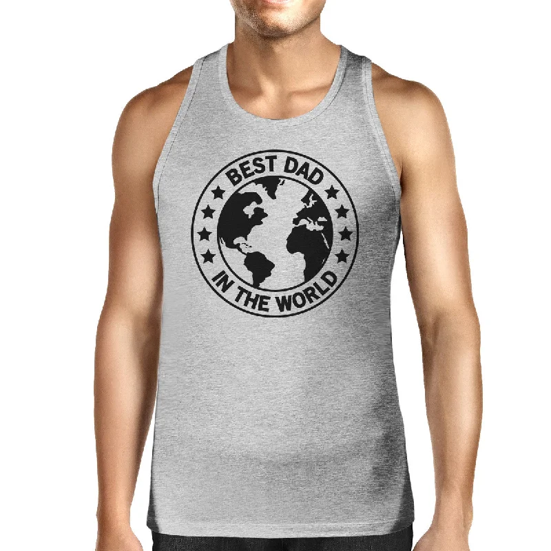 Bargain Alert World Best Dad Mens Grey Sleeveless Tee Unique Design Graphic Tanks