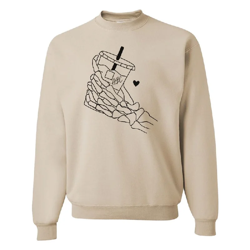 Midnight Sale Initialed 'Skeleton Iced Coffee' Crewneck Sweatshirt