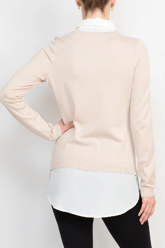 Extra Discounts Adrianna Papell shell V-neck sheath layered twofer sweater by Curated Brands
