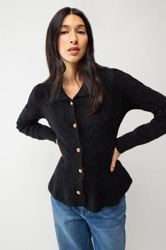 Weekend Offers That Excite COLLARED CABLE KNIT CARDIGAN