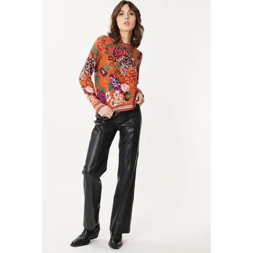 Weekend Offers That Excite Jeannette Fall Flora Sweater - Rust