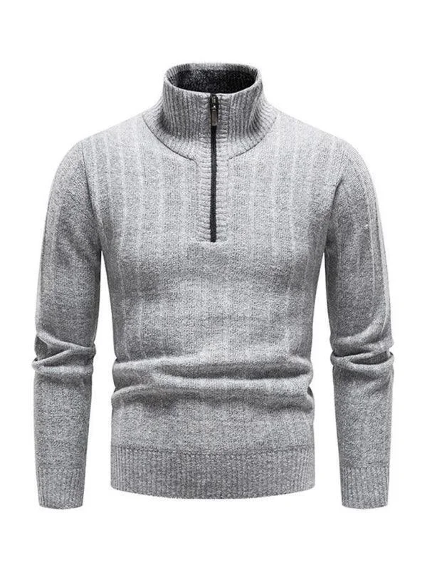 Daily Deals Stand Collar Zipper Men Pullover Sweater