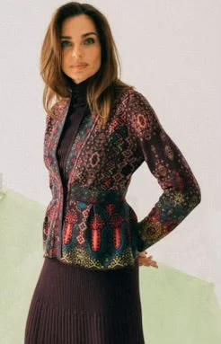 Deal Dash Jacquard Jacket/ Cardigan Floral Plum