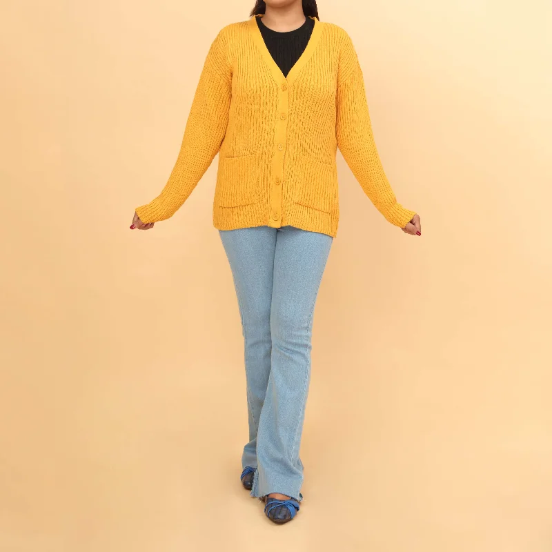 Savings Event Mustard Cotton Thread Winter Sweater PW4819