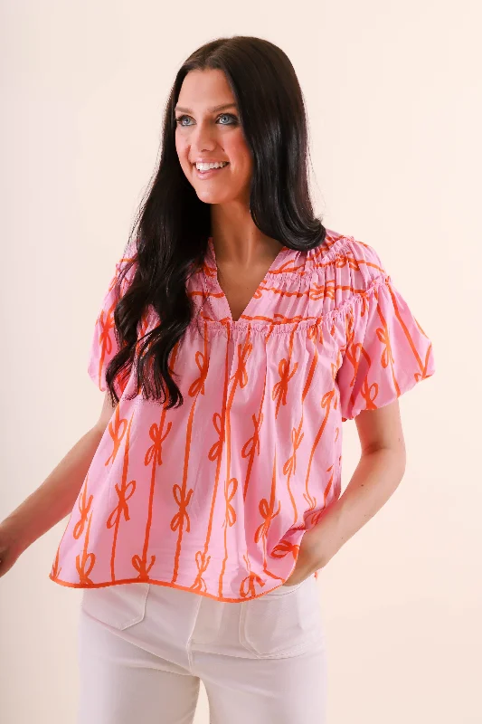 Special Promotion Little Miss Prep Blouse-Pink