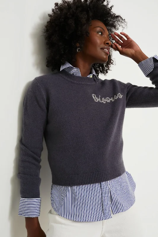 Year-End Sale Ash Crewneck Bisous Beaded Sweater