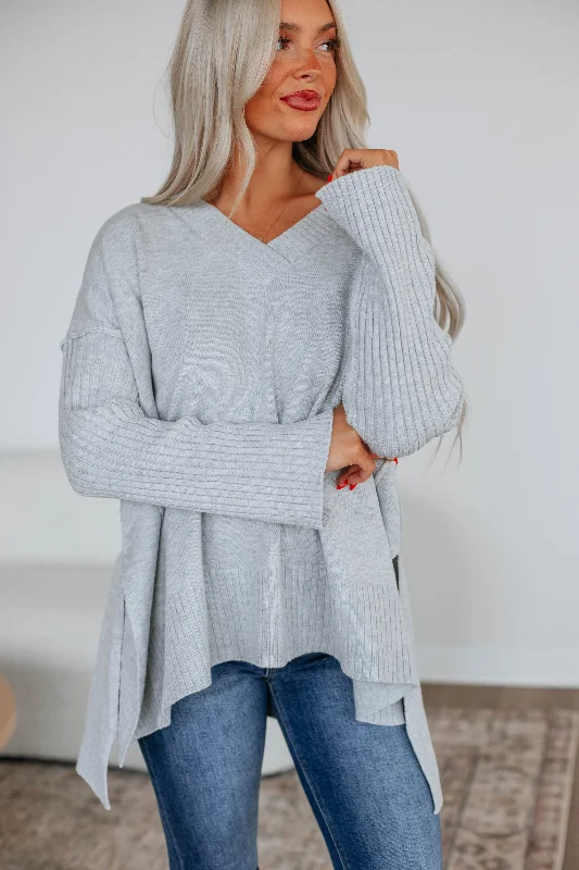 Act Fast Wynston Oversized Sweater - Heather Grey