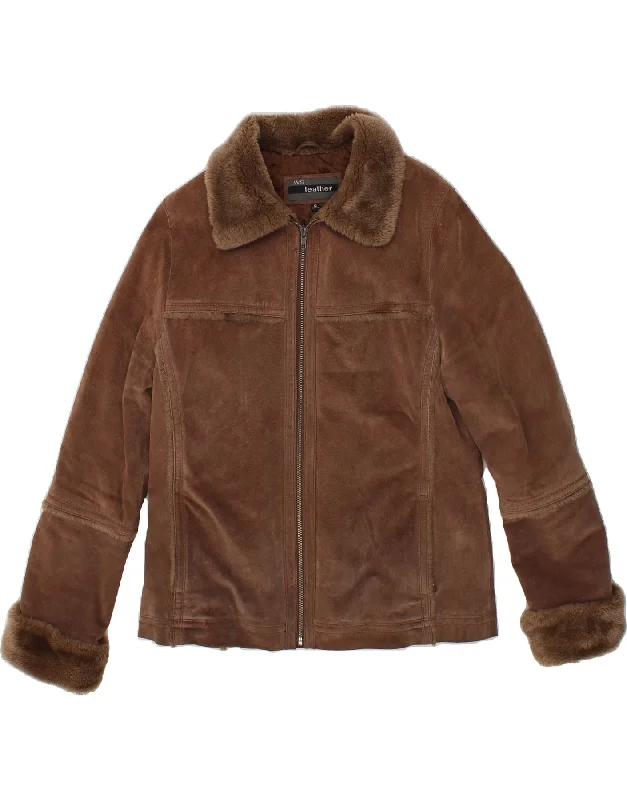 Shop and Save WS Womens Leather Jacket UK 12 Medium  Brown Leather