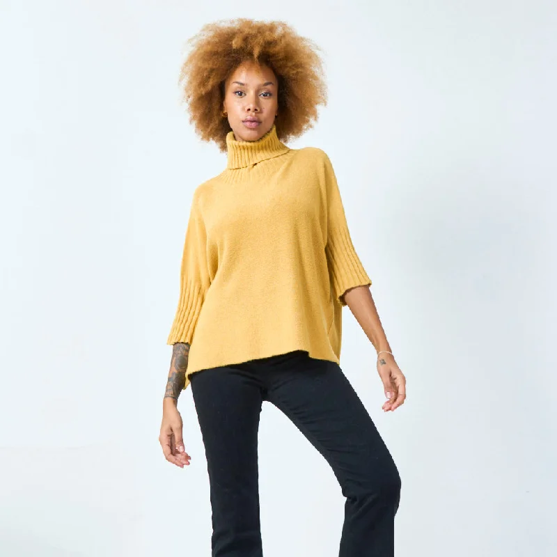 Hurry In Cozy turtleneck knit poncho wholesale