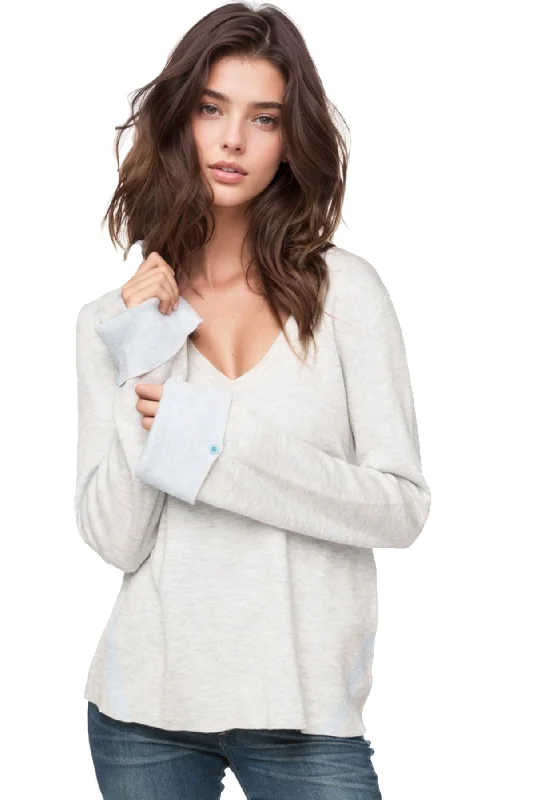 Deal Alert Zen Blend Sophia Cuffed V-neck Pullover Sweater on Sale Now
