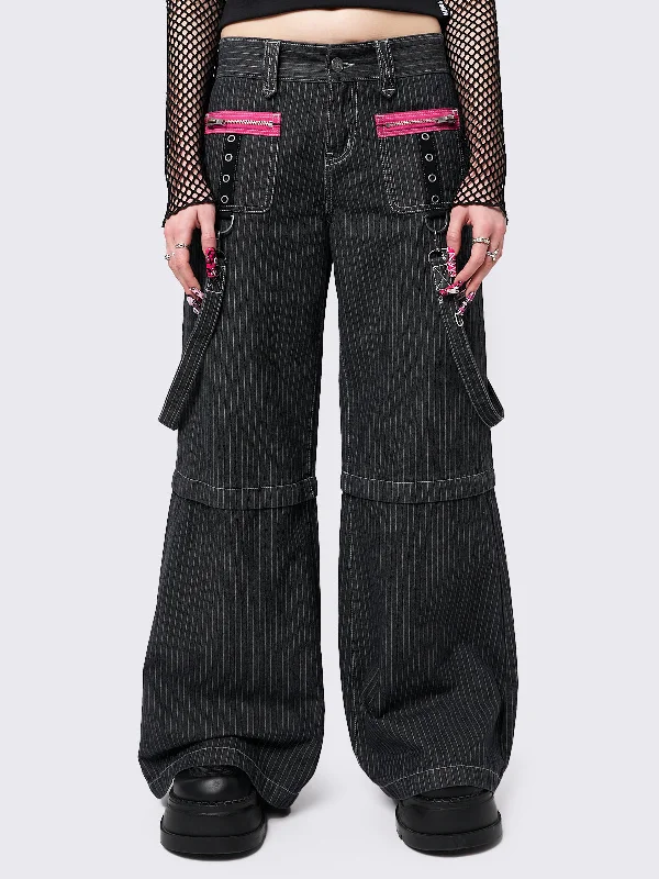 Weekend Specials to Cherish Rebellious Pinstripe Wide Leg Jeans